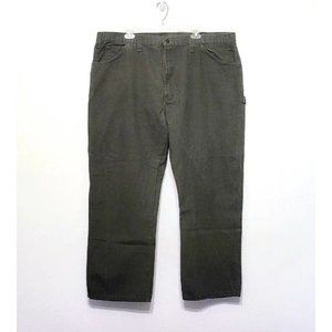 Dickies Green Canvas Carpenter Pants Mens Size 44x30 Utility Outdoor Work